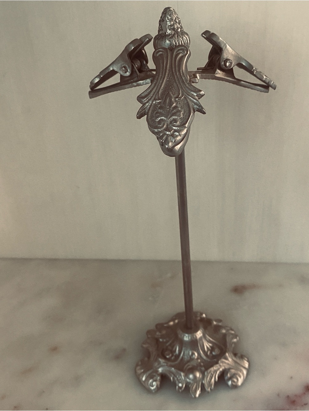 Rare Vintage Ornate Silver Clip Photo or Note Holder